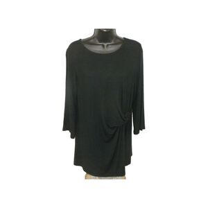 Soft Surroundings Top M Black Clara Tunic Twist Front‎ Bell Sleeve Witchy Goth